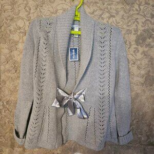 Manira Luna beautiful heather gray wool & angora wrap around sweater size L